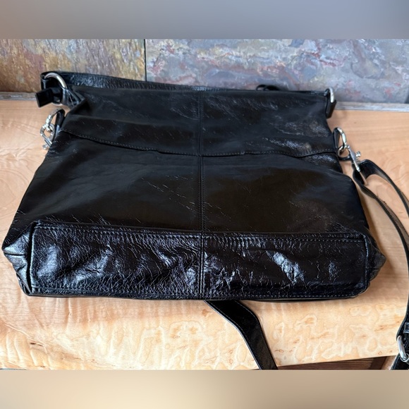 NWT HOBO brand black leather fold over or up, shoulder/CB new bag. silver hdw - Picture 10 of 16